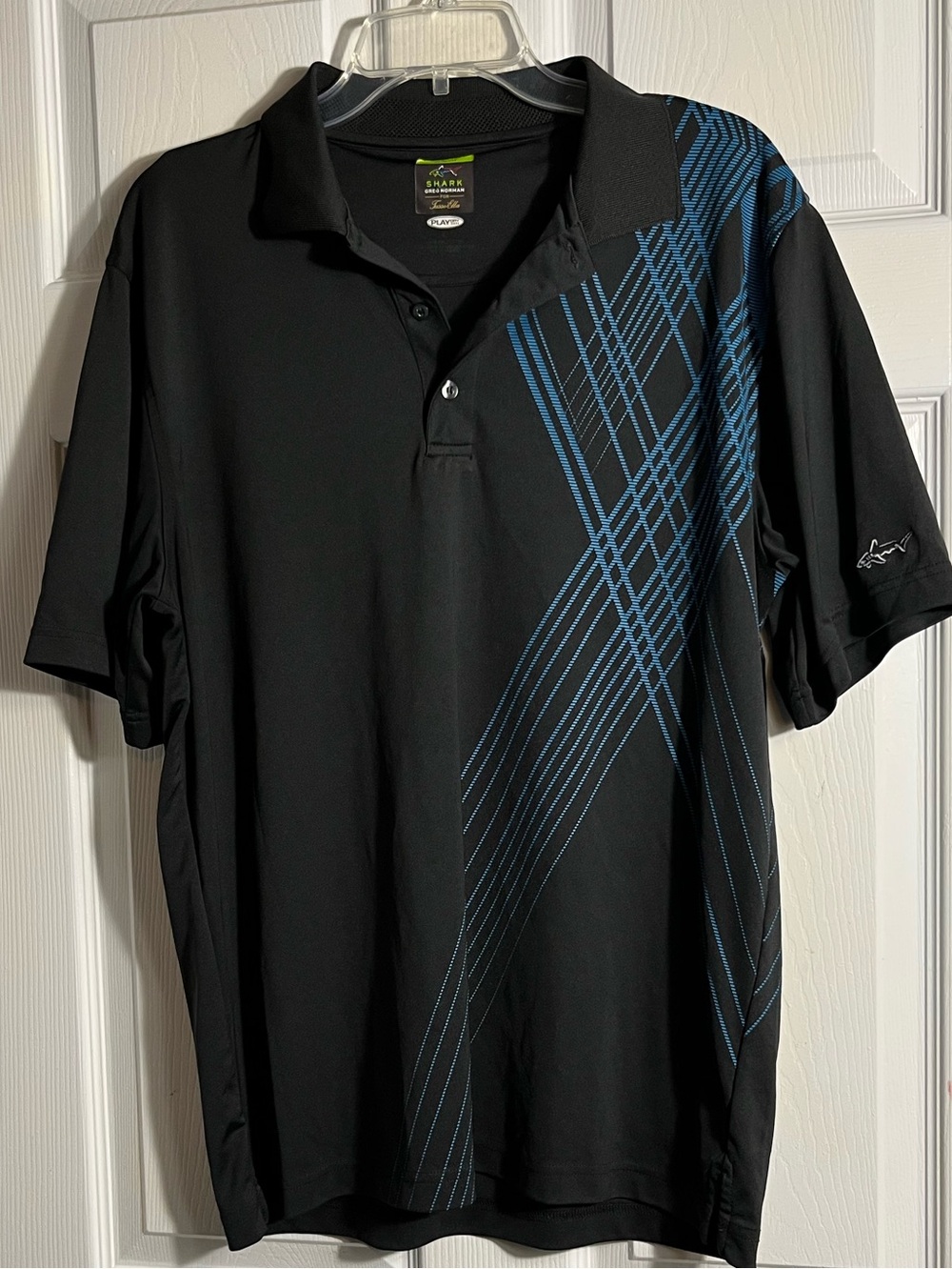 Greg Normal Shark Grey Slim-Fit Polo with Neon Lime Trim Mens Shirt L